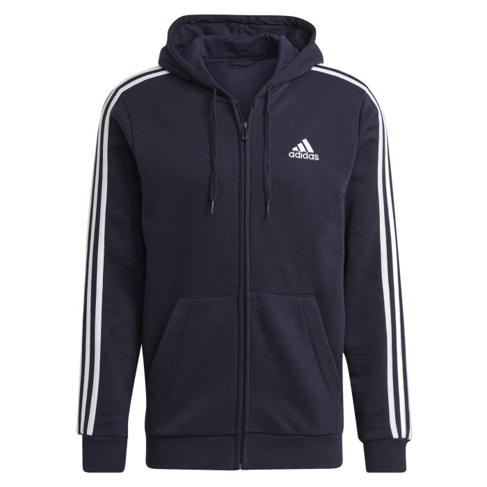 FELPA CON CAPPUCCIO ESSENTIALS FRENCH TERRY 3 STRIPES FULL ZIP NAVY